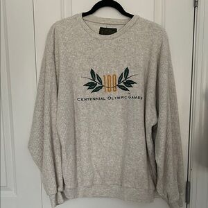 Vintage 1996 Centennial Olympic Games Gray Ribbed Pullover 90s Sweater
